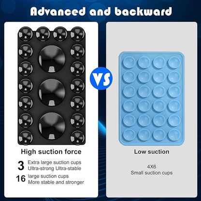 2024 Upgrade 2PCS Silicone Suction Cup Phone Case Adhesive Mount,Adhesive Grip, Sticky Suction Cup Phone Holder & Suction Phone case Holder TikTok & Selfies (Black, 3+16 Single Sided)