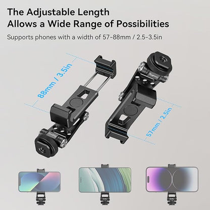 SMALLRIG Metal Phone Holder Support with Cold Shoe Mount, Universal Smartphone Adapter Support Free Adjustment Joints, Phone Tripod Mount for iPhone 16/15, for Samsung Galaxy etc-4382