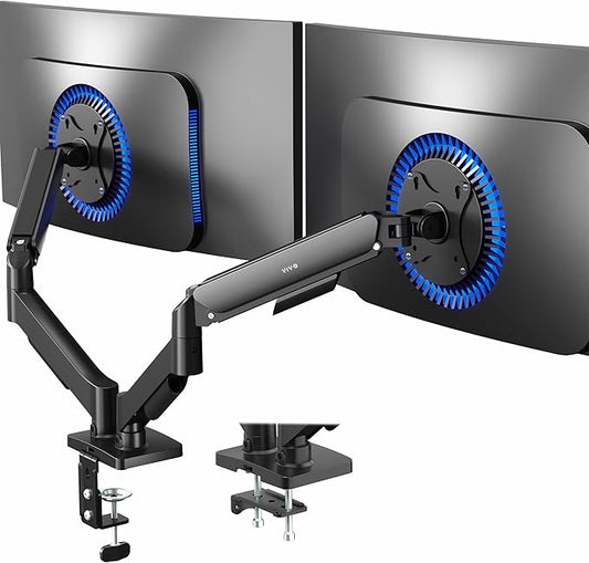 VIVO Dual Monitor Stand, Fully Adjustable Arms for 17 to 32 inch Screens, Mechanical Articulating Desk Mount, Gaming and Office Setups, VESA 75x75, 100x100, Max 19.8 lbs, Classic, Black, STAND-V002O