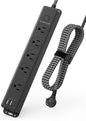 Surge Protector Power Strip with USB C Ports, 5FT Braided Extension Cord, 5 Outlets and 3 USB Ports(1 USB C), AUOPLUS Mountable Power Strips Flat Plug with Overload Protection