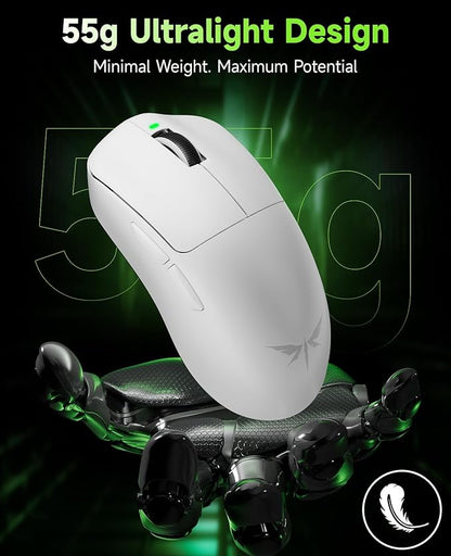 VGN F1 MOBA Wireless Gaming Mouse - Ultralight 55g - Wireless & Wired Mode - 26000 Adjustable DPI - 1000Hz Polling Rate - 200 Hours Battery - Programmable Buttons - Esports Professional Grade - USB-C