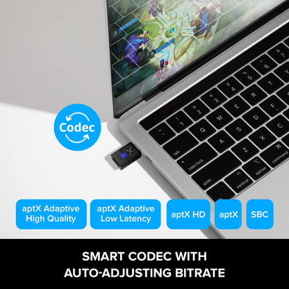 Creative BT-W5 Smart Bluetooth 5.3 Audio Transmitter with aptX Adaptive, High-Resolution 24-bit / 96 kHz Audio, Device-Switching Function, Works with PC/Mac/Gaming Consoles