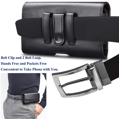 Tiflook Phone Holster for iPhone 17 Pro Max iPhone 16 15 14 13 12 11 XS max 17 Air 13 Mini 12 Mini PU Leather Cell Phone Pouch with Belt Clip Loop Card Holder Carrying Case,Black