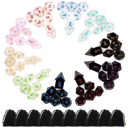 Polyhedral Dice Set, 70 Pcs DND Dice with 10 Pouche