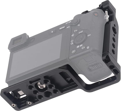 Hersmay A6500/A6400/A6300 Camera Cage Video Stabilizer with Top Handle for Sony A6500 A6400 A6300 A6000 A6100 Cameas DSLR Rig with Cold Shoe,Handle Locating Holes,Multiple 1/4" 3/8" Screw Holes