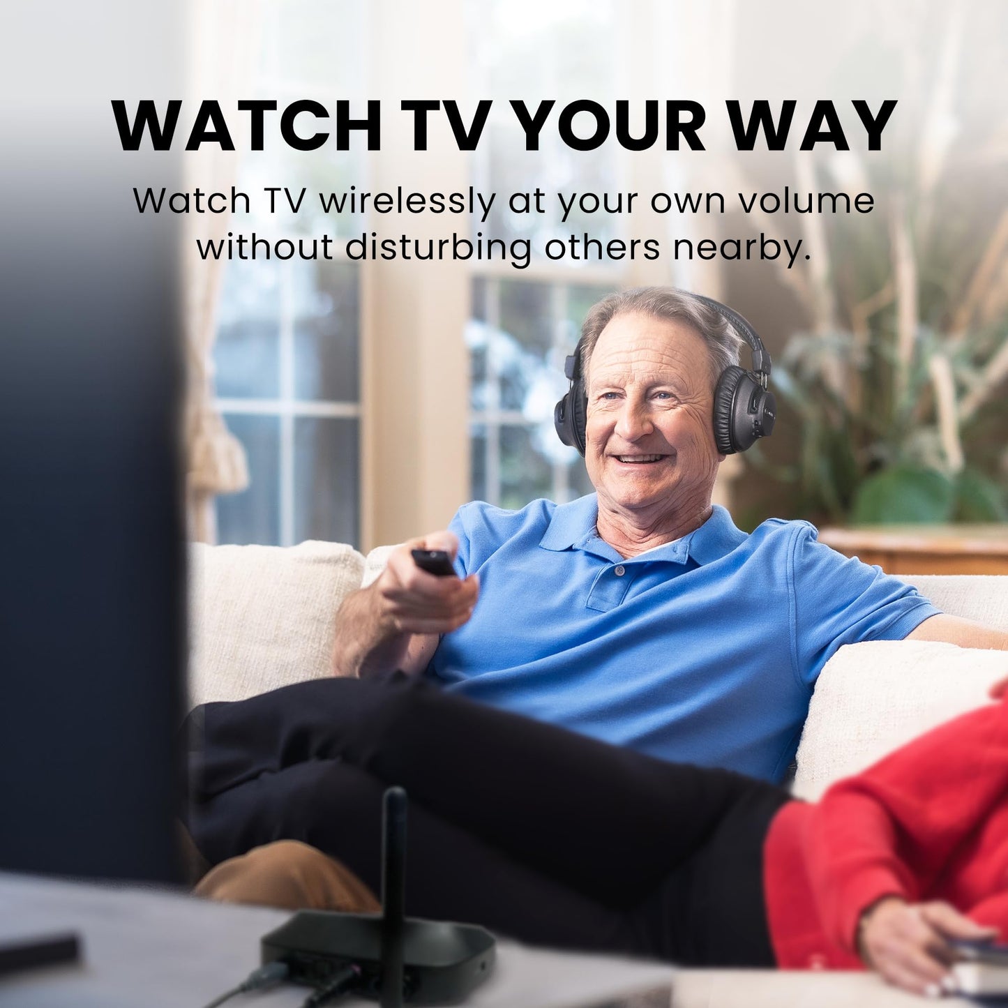 Avantree HT5009 Plus -Wireless TV Headphones with aptX-Adaptive Transmitter