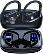 bmanl Wireless Earbuds Bluetooth Headphones Over Ear Hooks Ear Buds with 80H Playtime, LED Power Display, Dual Mic Clear Calls, Sports Wireless Ear Buds Bluetooth Earbuds for Running Gym Workout Black
