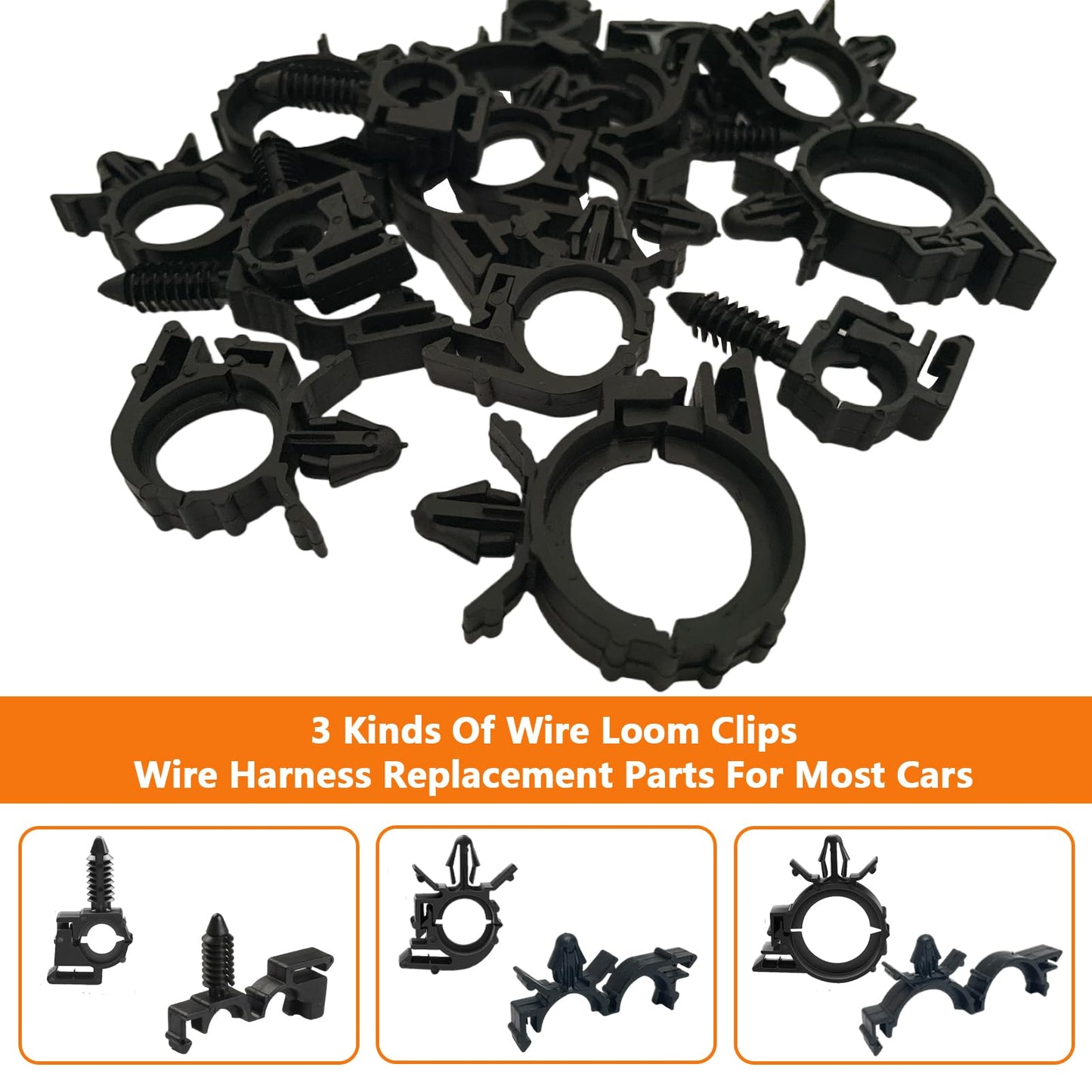 180Pcs Wire Loom Clips for Car Push Mount Zip Ties Assorted Sizes Automotive Fuel Line Cable Ties 6 Inch Wire Holder for Car Zip Ties Anchors Screw Mount Zip Tie Automotive Wiring Clip