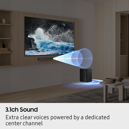 Samsung B-Series Soundbar HW-B630F 3.1 ch DTS Virtual:X Soundbar with Subwoofer (2025 Model) One Remote Control, Voice Enhance Mode, Adaptive Sound