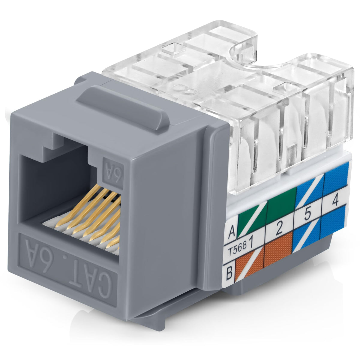Everest 90 Degree RJ45 Cat6A Keystone Jacks Slim Profile 20-Pack Yellow