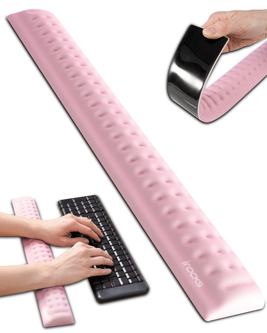 i-Rocks Ergonomic Memory Foam Keyboard Wrist Rest - Pain-Reducing, Cooling, Non-Slip, Blue, Minimalist
