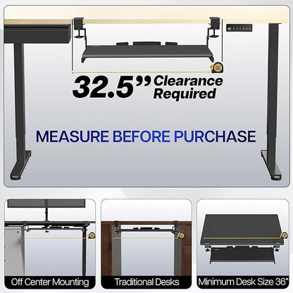 VIVO Large Height Adjustable Under Desk Keyboard Tray, C-clamp Mount System, 27 (33 Including Clamps) x 11 inch Slide-Out Platform Computer Drawer for Typing, Dark Walnut, MOUNT-KB05HD