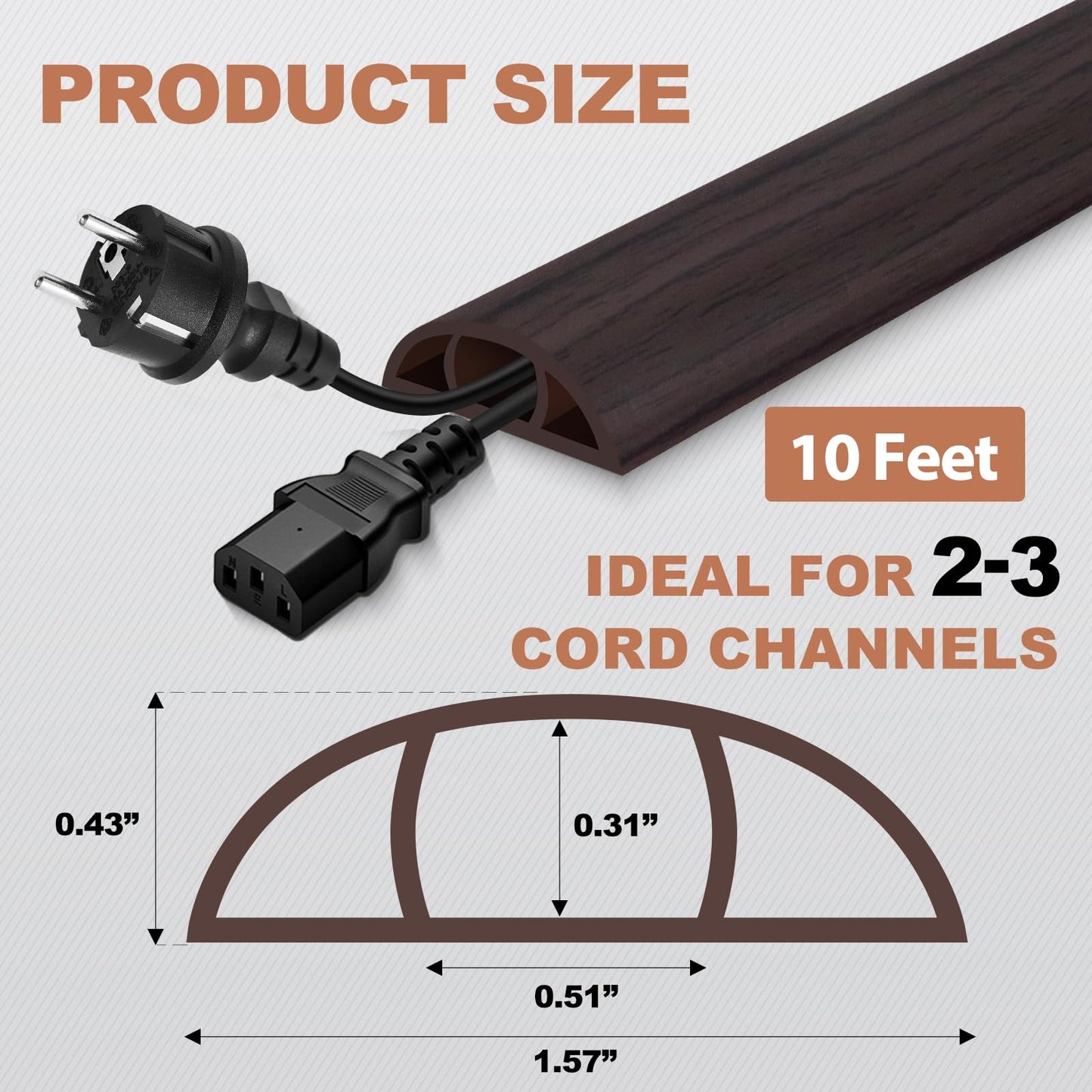 EYAYEN Floor Cord Cover for Wires on Floor Self Adhesive Cord Hider