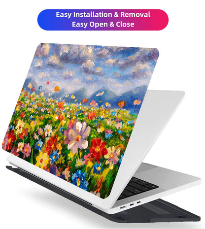 AMCJJ Compatible with MacBook Air 13 Inch Case 2017 2016 2015 2014 2013 2012 2011 2010 Release A1466/A1369, Plastic Hard Shell Case + Keyboard Cover + Screen Protector - Flowers