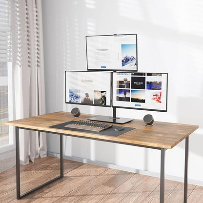 WALI Freestanding Triple Monitor Mount, Fully Adjustable Three Monitor Desk Mount, 3 Monitors Stand for 17-27 Inch Screens, Max Load 22lbs per Arm (GMF003), Black