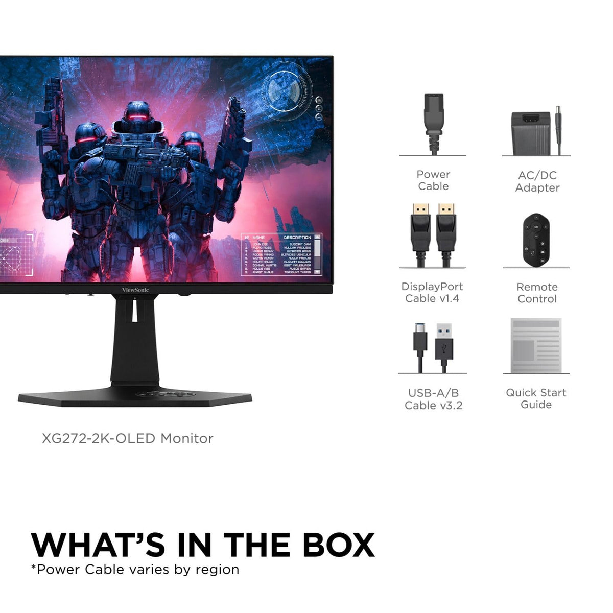 ViewSonic XG272-2K-OLED 27 Inch 1440p 240Hz OLED Ergonomic White Gaming Monitor with up to 0.01ms, FreeSync Premium, G-Sync Compatibility, RGB, and USB-C, HDMI v2.1, DP Inputs
