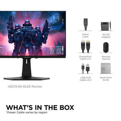 ViewSonic XG272-2K-OLED 27 Inch 1440p 240Hz OLED Ergonomic White Gaming Monitor with up to 0.01ms, FreeSync Premium, G-Sync Compatibility, RGB, and USB-C, HDMI v2.1, DP Inputs