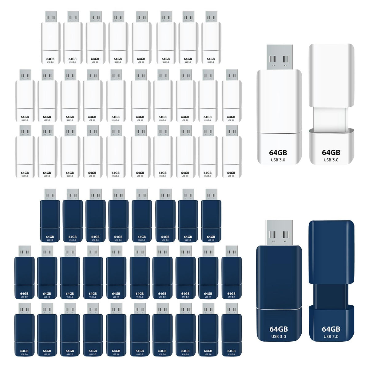 GIGASTONE 32GB Flash Drive (100 Pack) Z60NB USB 3.2 Gen 1, Ultra Fast, Retractable Capless Slider Design, Data Storage, Backup for PC/Mac/TV/Car Audio, USB 2.0/3.0/3.1 Compatible (Random Color)