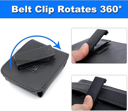 BECPLT for Galaxy Z Flip7 /6/5/4/3 Z Flip 5G Case 360 Rotating Leather Pouch Belt Case Holster for Motorola Razr 40 Ultra /40 Motorola Razr 5G Razr 2022/2019 -Black