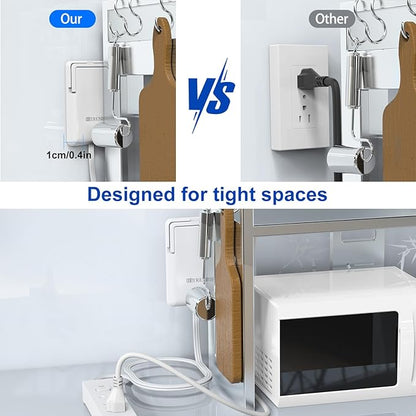 6FT Ultra-Thin Flat Plug Power Strip with 5 Outlets & 3 USB Ports | Child & Pet-Safe, 1625W, Wall-Mounted Cord Organizer, Universal Size Outlet & Plug Concealer with Cord Clips(UL Listed)