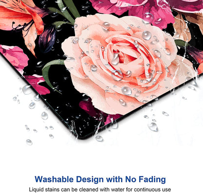 DUADELI Watercolor Rose Flower Mouse Pad, Floral Mouse Pad Custom Design, Square Waterproof Mouse Pad Non-Slip Rubber Base MousePads for Office Laptop, 9.5x7.9x0.12 Inch