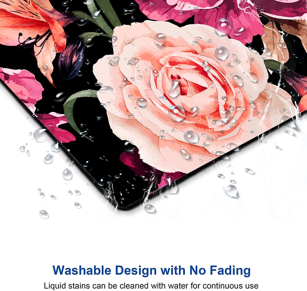 DUADELI Watercolor Rose Flower Mouse Pad, Floral Mouse Pad Custom Design, Square Waterproof Mouse Pad Non-Slip Rubber Base MousePads for Office Laptop, 9.5x7.9x0.12 Inch