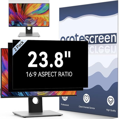 [2-Pack] 23.8 Inch Computer Privacy Screen Filter for 16:9 Widescreen Monitor, Removable Eye Protection Anti Glare Blue Light Filter Privacy Shield, Anti Scratch Anti Spy Screen Protector Film 23.8 In