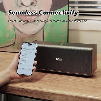 DOSS SoundBox Ultra Bluetooth Speaker with 2.1 Channel Audio, 80W Superior Sound with Deep Bass, Two DSP Technologies, 18H Playtime, BT 5.3, Wireless for Home, Office, Livingroom