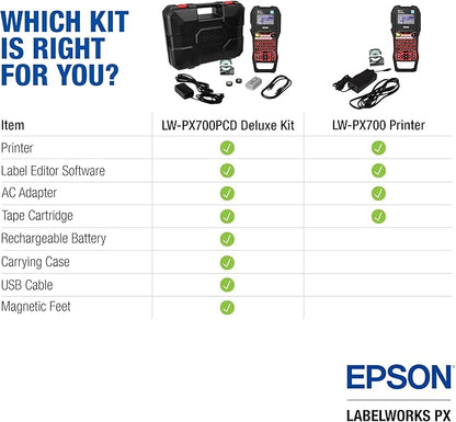 LABELWORKS Epson LW-PX700PCD Industrial Label Maker Kit - Complete Kit with Accessories, Compatible with Large Variety of Tape Types, Portable Handheld Label Printer