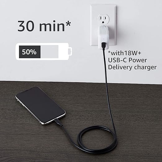 Amazon Basics USB-2.0 Type C to Lightning Cable (MFi Certified), 3 Feet, Black