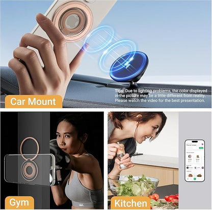 OPSO Magnetic Phone Ring Holder for MagSafe, 360° Rotatable Gym Finger Ring Grip Stand, [Dual-Sided Magnet] Magnetic Phone Grip Adjustable Kickstand for iPhone 16 15 14 13 12/Pro/Max, All Smartphone
