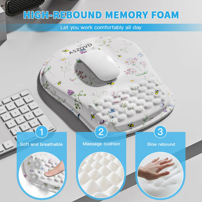 Aszqvd Ergonomic Mouse Pad with Wrist Support, White Mousepad for Desk