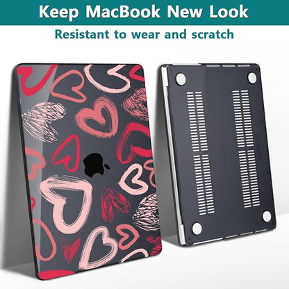 Teryeefi Design Case for MacBook Pro 14 inch 2025 2024 2023 2021 Release M4 A3112 A3401 A3185 M3 A2918 A2992 M2 A2779 M1 A2442, Hard Shell Cover + Keyboard Cover for 14 inch MacBook Pro, Heart A002