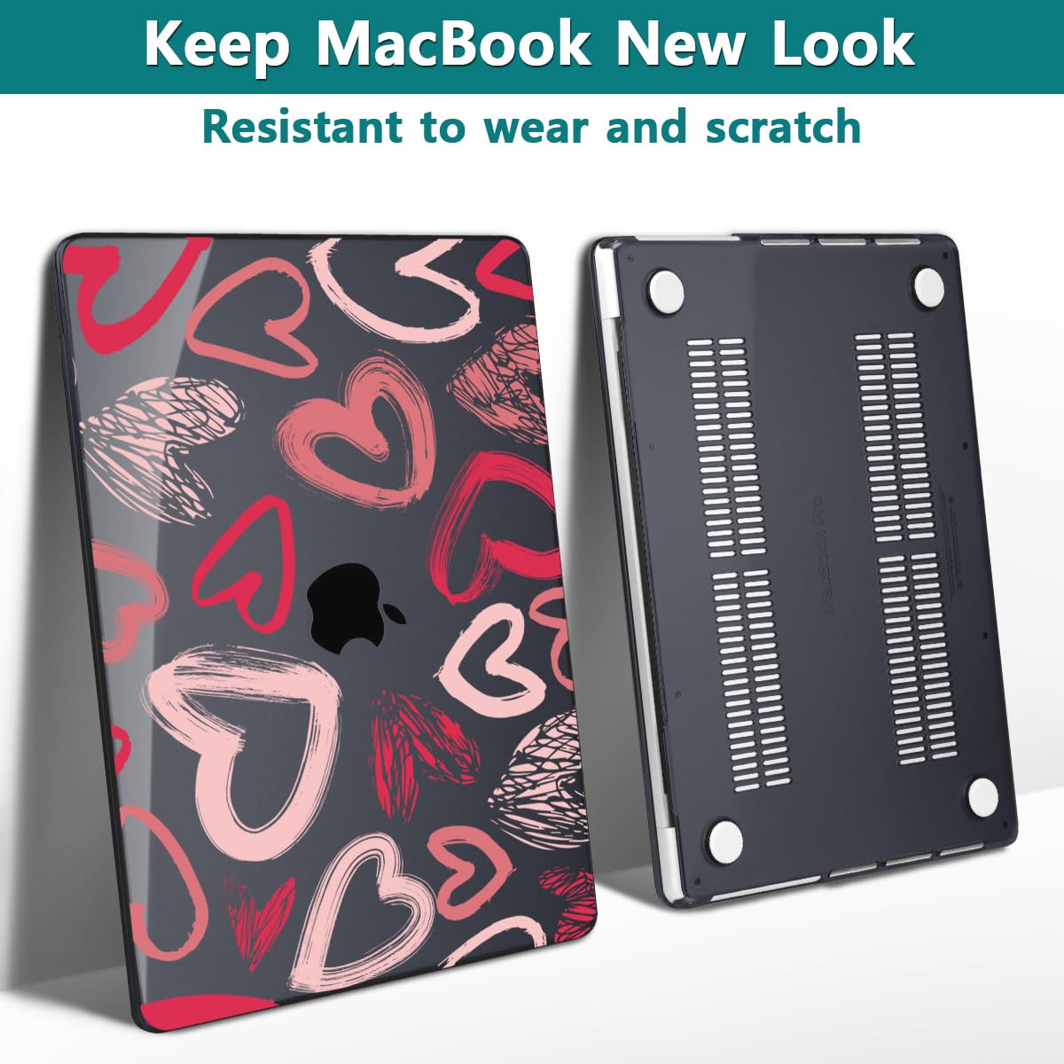 Teryeefi Design Case for M5 MacBook Pro 14 inch 2025 2024 2023 2021 Release M4 A3112 A3401 A3185 M3 A2918 A2992 M2 A2779 M1 A2442, Hard Shell Cover + Keyboard Cover for 14 inch MacBook Pro, Heart A002