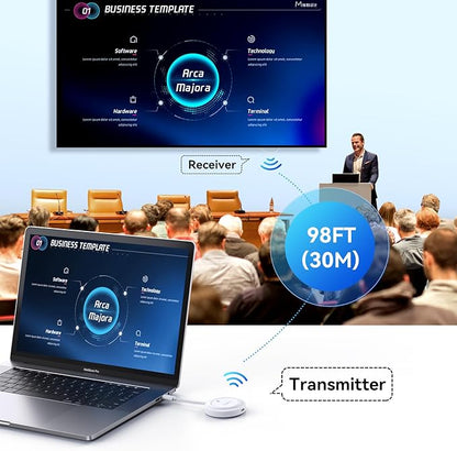 Wireless USB C Transmitter and HDMI Receiver, 2.4G/5G Wireless USB-C to HDMI Extender 98FT/30M,1080P Wireless Display Adapter Stream Video/Audio to TV/Monitor/Projector from Laptop,iPad,Phone,Mac mini