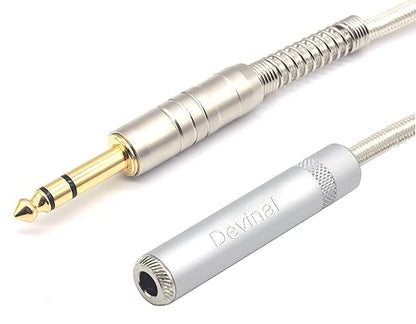Devinal 1/4 inch Extension Cord, 1/4" Male to Female Cable, 6.35mm Quarter inch Headphone Extender Gold Plated Nylon Braided Durable Audio Cable Stereo Cord, 10 Feet 3Meters
