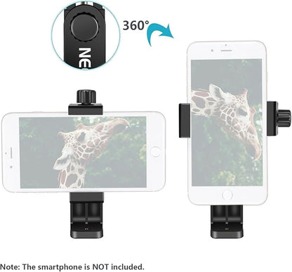 Neewer Smartphone Holder Phone Tripod Mount Compatible with iPhone 16 15 Pro Max Plus 14 13 12 Mini Samsung Galaxy S24 S23 Ultra, Cell Phone Clip Vertical Bracket Adapter for Tripod with 1/4" Screw