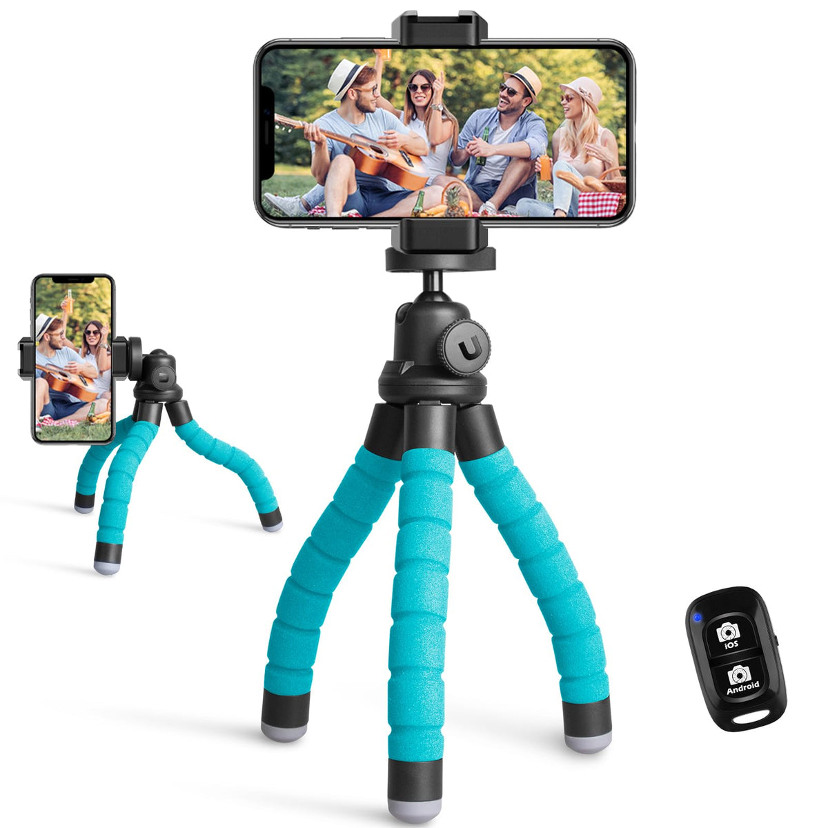 Ubeesize Phone Tripod, Portable and Flexible Tripods with Wireless Remote and Clip, Cell Phone Tripode Stand for Video Recording