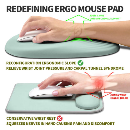 Hokafenle Ergonomic Mouse Pad Wrist Support, Terraced Slope Carpal Tunnel Wrist Pad for Mouse with Unibody Memory Foam, Wrist Rest Pain Relief Mousepad (Light Cyan, 11.8x7.9 in)