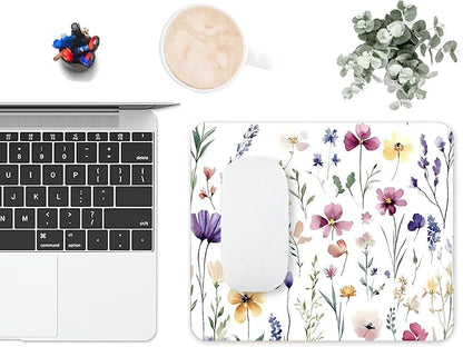 Mouse Pad, Cute Purple Wildflowers Mouse Pads for Desk, 9.5" x 7.9" Non-Slip Rubber Base Computer Mousepad with Women, Portable Square Design for Wireless Mouse and Pad Laptop Office & Travel