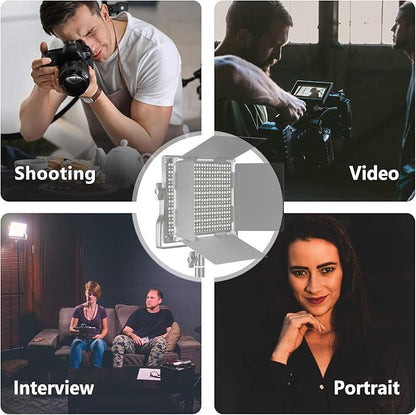 Neewer Professional Metal Bi-Color LED Video Light for Studio, YouTube, Product Photography, Video Shooting, Durable Metal Frame, Dimmable 660 Beads, with U Bracket and Barndoor, 3200-5600K, CRI 96+