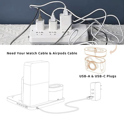 Wireless Charging Station, iPhone 3 in 1 Fast 15W Wireless Charger with Alarm Clock and Night Light, Charging Dock for iPhone 12/13/14/15/16/17 Pro/Pro Max, Samsung, AirPods