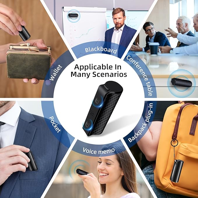 128G Magnetic AI Voice Recorder,Smart Audio Recorder with GPT-5 Summary,1-Month Continuous Recording, Noise Cancel,Magnetic Portable Recording Device for Lectures, Meetings