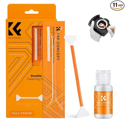 K&F Concept Professional Full Frame Sensor Cleaning Kit, Digital Camera Lens Cleaner Kit - 20ml Sensor Cleaner & 10 X 24mm Double-Tipped Full Frame Sensor Cleaning Swabs