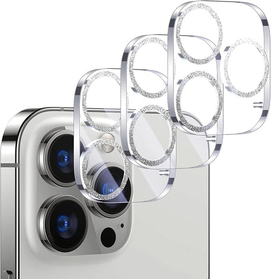 UniqueMe 3 Pack Compatible for iPhone 14 Pro Max/iPhone 14 Pro Camera Lens Protector,[[Scratch-Resistant] Case Friendly]- Silver