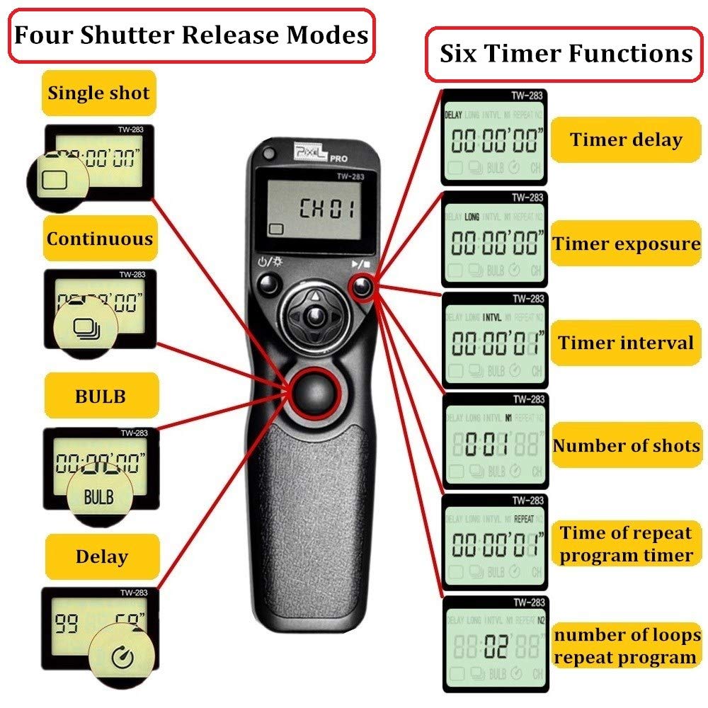 Pixel Intervalometer Shutter Release Remote Control TW283-90 for Fujifilm