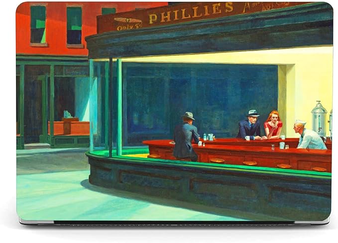 Compatible with MacBook Pro 13 inch Cover, 2022-2016 Release A2289/A2251/A2338 M1 with Keyboard Cover & Screen Protector American Scene Painting (Nighthawks by Hopper)