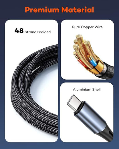 3 in 2 Multi Charging Cable for Apple Watch Charger, Nylon Braided 4FT Multi Chargers for All Devices, USB C Multiple Charger Cord Compatible with iPhone 16 15 14/iWatch UItra/SE/9-1/Galaxy Android