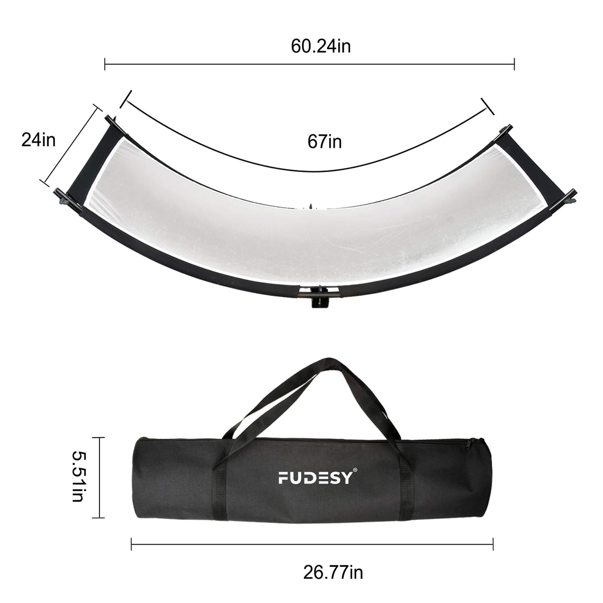 FUDESY 67"x24" Curved Reflector, 4-in-1, U-Shape Clamshell Reflector