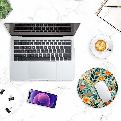 ITNRSIIET Round Mouse Pad with Stitched Edge Premium-Textured Waterproof Non-Slip Rubber Base Desktop Protection Mat Diameter 8.7 inches, Beautiful Flowers